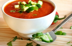 Gazpacho With Cool As A Cucumber Garnish